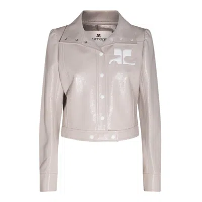 Courrèges Mastic Grey Cotton Casual Jacket In Neutral