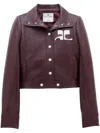Courrèges Logo-patch Cropped Jacket In Brown