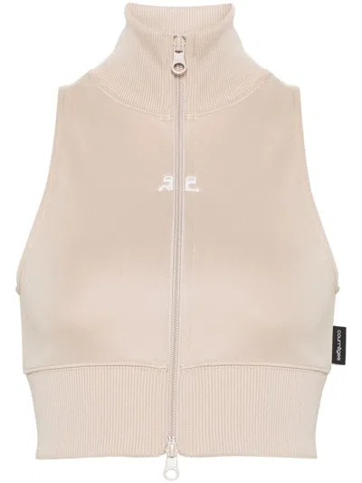 Courrèges Jersey Cropped Vest In Sand