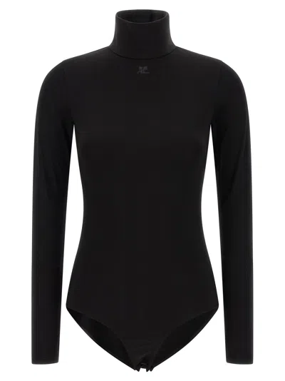 Courrèges Courreges Jersey Mockneck Bodysuit In Black