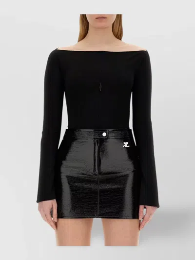 Courrèges Buckle Contrast T-shirt In Gray