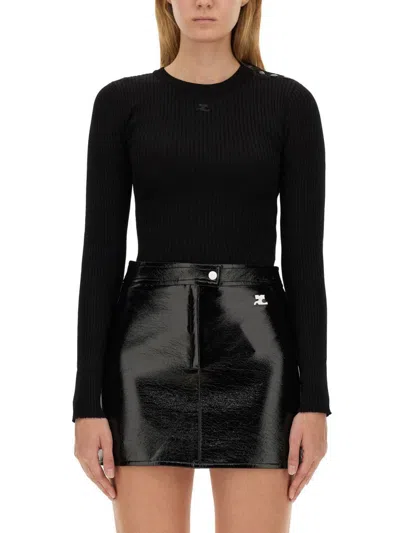 Courrèges Jersey With Logo In Black