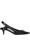 Courrèges Kitten Heel Shoes With Pointed Toe And Front Patch Pocket In Black