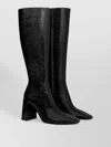 Courrèges Knee High Boots Pointed Toe Block Heel In Black