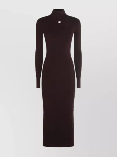 Courrèges Knee Length Dress Silhouette Fitted In Brown