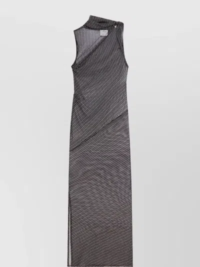 Courrèges Knee Length Dress With Asymmetric Neckline In Black