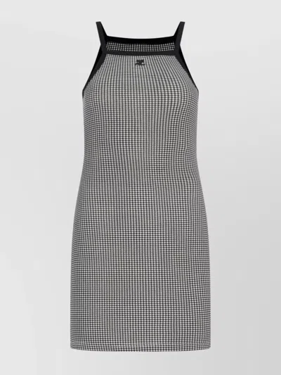 COURRÈGES KNEE LENGTH HALTER NECK HOUNDSTOOTH DRESS