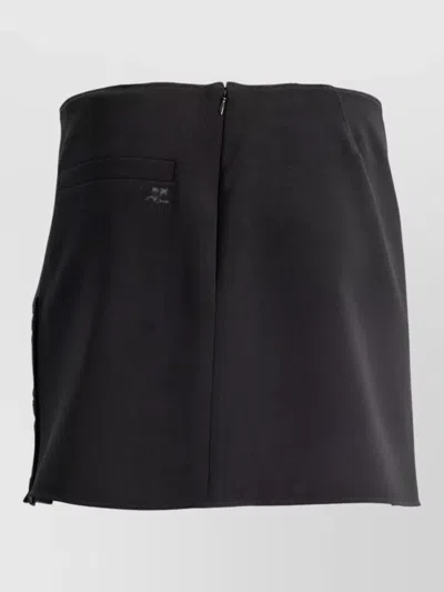 Courrèges Knee Midi Skirt Nylon Silk Blend In Black