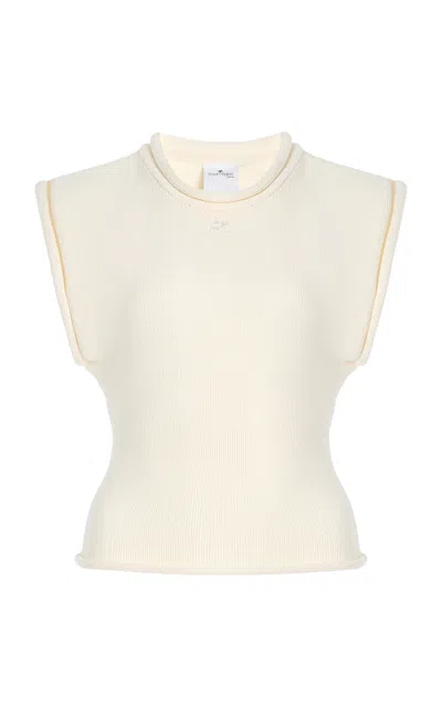Courrèges Knit Cotton Tank Top In White