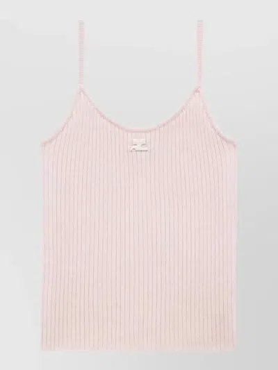 Courrèges Knit Tank Top Square Neckline Straps In Multi