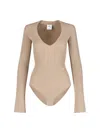 Courrèges Ribbed-knit Bodysuit In Beige