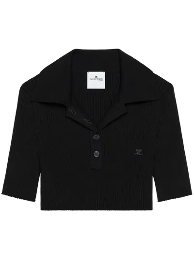 Courrèges Courreges Women Polo Crop In Black