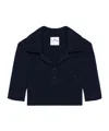 Courrèges Blue Cotton Crop Polo With Logo In Black