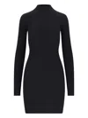 Courrèges Knitted Mini Dress In Black Cotton And Wool Blend