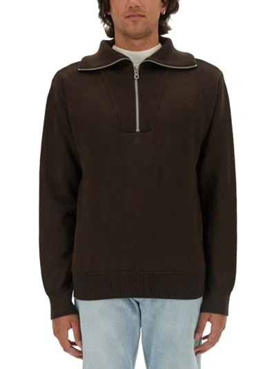 Courrèges Logo-embroidered Wool Sweater In Brown