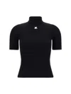 Courrèges Reedition Short Sleeves Ribbed Knitted Sweater Clothing
