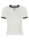 Courrèges Fitted White T-shirt With Contrasting Ribbed Trim In White