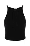 Courrèges Sleeveless Ribbed Cropped Knit Tank Top In Black
