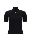 Courrèges Reedition Short Sleeves Ribbed Knitted Sweater Clothing