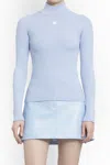 Courrèges Short Sleeves Knit Jumper In Bright Blue