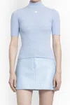 Courrèges Knit Viscose Blend Logo Top In Blue