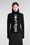 Courrèges Logo Intarsia Knit Viscose Blend Sweater In Black/heritage White