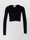 Courrèges Knitwear V-neck Long Sleeves Cropped Length In Black