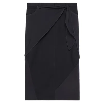 Courrèges Knot Bimaterial Skirt In Black