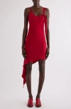 Courrèges Black Polyester Mini Dress In Ruby