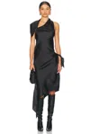 Courrèges Knot Slash Silk Dress In Black