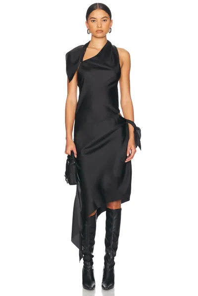 Courrèges Knot Slash Silk Dress In Black