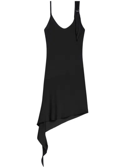 Courrèges Knot Asymmetric Midi Dress In Black