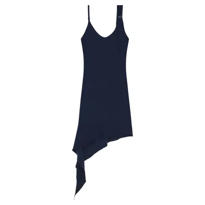 Courrèges Knot Tech Crepe Dress In Blue