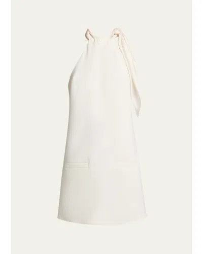 Courrèges Knotted Halter Stretch Wool Crepe Mini Dress In White