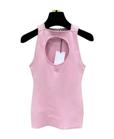 Courrèges Label Hollowed-out Vest In Pink