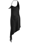 Courrèges Lace-embellished Satin Midi Dress In Black
