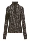 Courrèges Lace-panel High-neck Top In Black