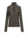 Courrèges Lace-panel High-neck Top In Gray