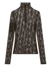 Courrèges Lace-panel High-neck Top In Black