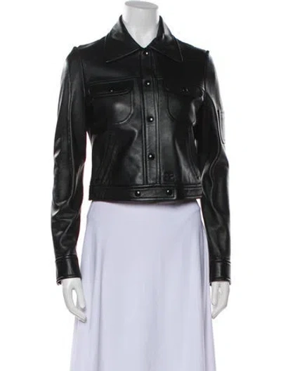 Pre-owned Courrèges Lamb Leather Biker Jacket In Black