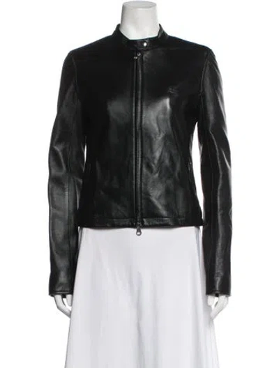 Pre-owned Courrèges Lamb Leather Biker Jacket In Brown