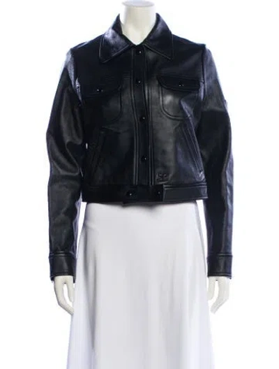 Pre-owned Courrèges Lamb Leather Biker Jacket In Multi