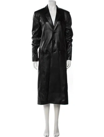 Pre-owned Courrèges Lamb Leather Coat In Black