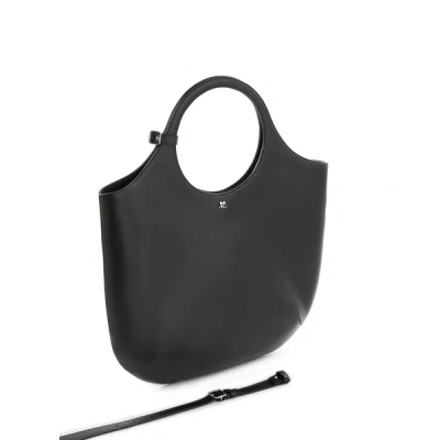 Courrèges Large Cotton Tote Bag In Black