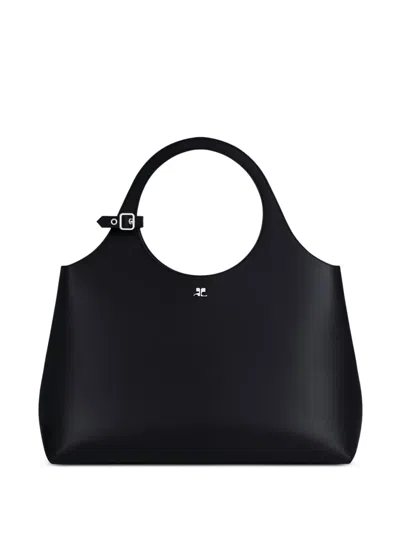 Courrèges Large Holy Day Leather Bag In Black