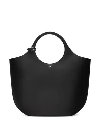 Courrèges Courreges Women Black Leather Large Holy Handbag