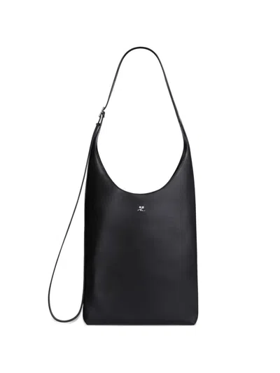 Courrèges Large "melt" Leather Tote Bag In Black