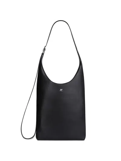 Courrèges Courregès Large "melt" Leather Tote Bag In Black