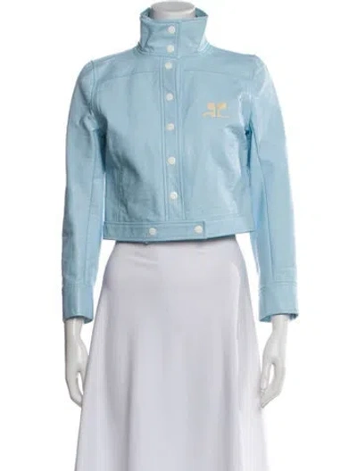 Pre-owned Courrèges Late 1980's - Early 1990's Vinyl Denim Jacket In Blue