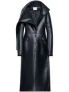 Courrèges Slim Cut Cotton Blend Coat With Patent Finish In Black